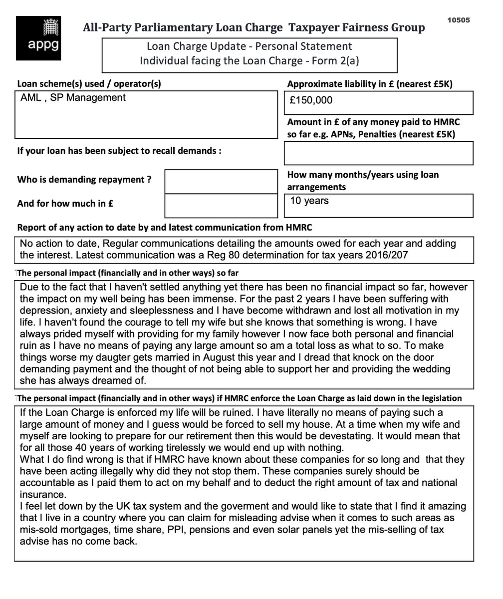 For the past 2 years I have been suffering with depression, anxiety and sleeplessness and I have become withdrawn and lost all motivation in my life

<a href="/LCAG_2019/">Loan Charge Action Group [LCAG]</a> 
<a href="/loanchargeAPPG/">Loan Charge & Taxpayer Fairness APPG</a> 
#LoanChargeScandal