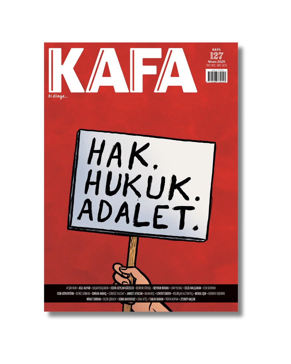 kafadergisi's tweet photo. Bizim için demokrasi sadece bir yönetim biçimi değil, bir varoluş meselesi. Demokrasi yoksa kimliklerimiz yok, sanat yok, ifade yok, özgürlük yok.

Düşünce yok. Nefes yok.

Kültür sanatın baskı altında gelişmeyeceğini biliyoruz. Fikirler özgür bırakılmadığında büyümez, farkındayız. 

O yüzden buradayız.

Söyleyecek sözümüz, anlatacak hikâyemiz, savunacak bir hakikatimiz ve gençliğimiz var.

Nisan sayısı çıktı.

Her zaman, hep birlikte:

Hak.
Hukuk. 
Adalet.