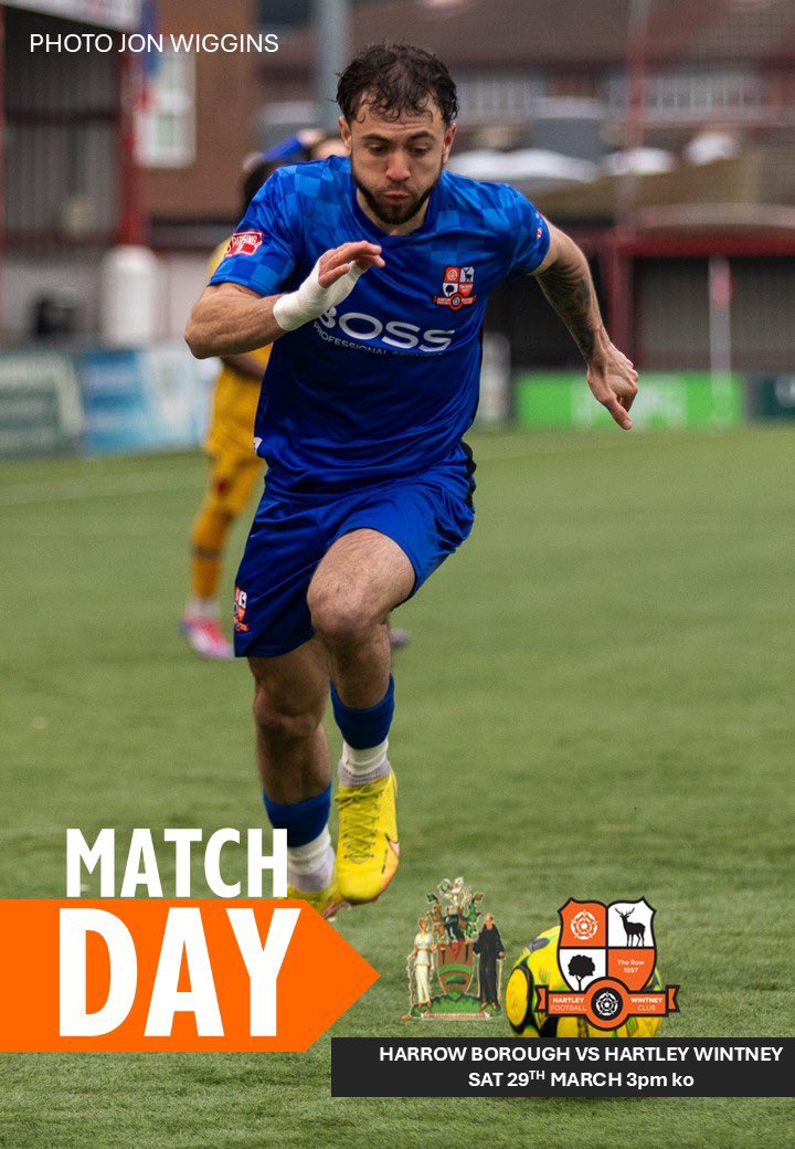 It’s 𝙈𝘼𝙏𝘾𝙃𝘿𝘼𝙔 !

<a href="/IsthmianLeague/">The Pitching In Isthmian League</a> South Central

<a href="/harrowboroLive/">Harrow Borough F.C.</a> vs <a href="/HartleyFC/">Hartley Wintney FC</a>

📍HA2 8SS (ULEZ)
🕒 3pm ko
🎟️Adult £10
🎟️Concession £8
🎟️U16 £2
Clubhouse open

#UTR🧡