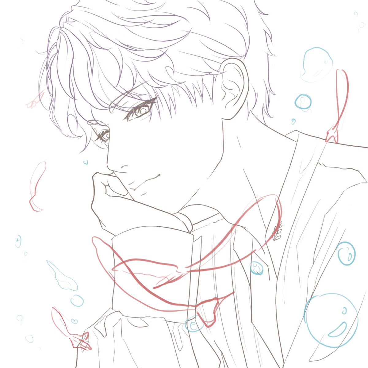 思念 —-唯一在想你 

尚有個他，從未心死。時常在想你，天天心中載著你，經歷滄海桑田的洗禮，只為等你片刻的回首。這盼望很悠長，三萬年過去了.. 大概應該結尾。

#祁煜 #戀與深空 #戀與深空祁煜 #祁煜是只小美人魚 #繪圖 #頭像 #fanart #Rafayel #rafayelbirthday2025 #恋与深空 #loveanddeepspace