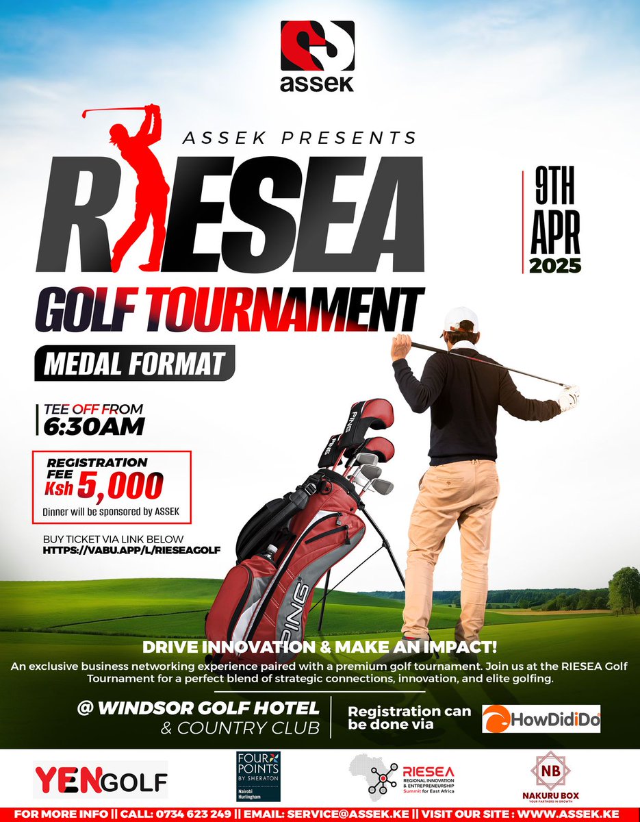 Nakuru Box (@nakuruboxke) on Twitter photo ποΈββοΈ Teeing Off for Innovation & Growth! ποΈββοΈ
Nakuru Box is excited to be part of the RIESEA Golf Tournamentβa premier gathering of Enterprise Support Organizations (ESOs), investors, policymakers, and industry leaders. π
π
Date: April 9, 2025
π Venue: Windsor Golf Club
β³ ποΈββοΈ Teeing Off for Innovation & Growth! ποΈββοΈ
Nakuru Box is excited to be part of the RIESEA Golf Tournamentβa premier gathering of Enterprise Support Organizations (ESOs), investors, policymakers, and industry leaders. π
π
Date: April 9, 2025
π Venue: Windsor Golf Club
β³