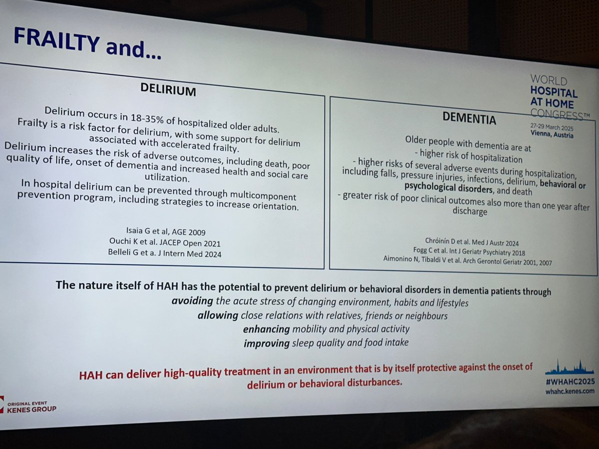 Shazia (@shaziadin2) on Twitter photo First session focussing on frailty
Dr Vittoria Tibaldi
Can H@H potentially prevent delirium and behavioural disorders in dementia which are usually seen in hospital admissions.
<a href="/UKHaHSoc/">UK Hospital at Home Society</a>
<a href="/GeriSoc/">British Geriatrics Society</a>
#WHAHC2025 First session focussing on frailty
Dr Vittoria Tibaldi
Can H@H potentially prevent delirium and behavioural disorders in dementia which are usually seen in hospital admissions.
<a href="/UKHaHSoc/">UK Hospital at Home Society</a>
<a href="/GeriSoc/">British Geriatrics Society</a>
#WHAHC2025