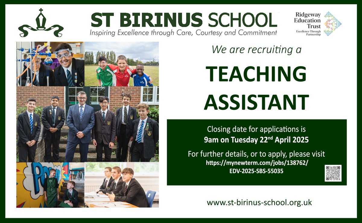 We are looking to recruit a Teaching Assistant. For further information or to apply, please visit mynewterm.com/jobs/138762/ED…