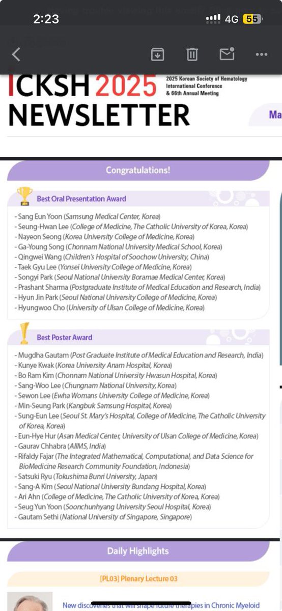 #ICKSH2025 Seoul was a superb conference! PGI Hematology proudly presented around 15 abstracts, including 2 oral presentations. Thrilled to share that we bagged Best Oral (Dr. Prashant Sharma) and Best Poster (Dr. Mugdha Gautam) awards! Proud moment for #TeamPGI!