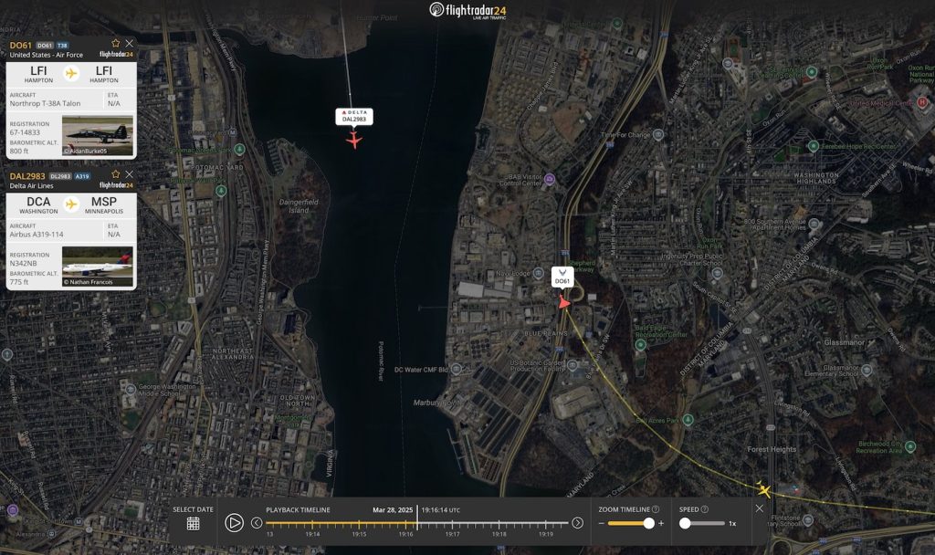 aviationbrk's tweet image. Delta Air Lines A319 taking off from Ronald Reagan Washington National Airport almost collides with a US Air Force T-38, the FAA has reported.

Delta 2983 was departing Reagan Airport around 3:15 p.m. on Friday and heading to Minneapolis-St. Paul International Airport for a…