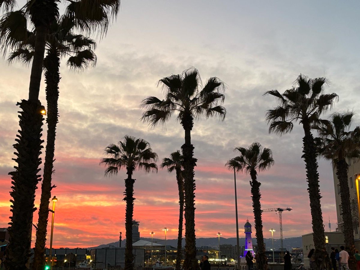 Erasmus +Barcelone. Dernier coucher de soleil et soirée avec les élèves ravis ainsi que leurs enseignantes venues les évaluer en PFMP. ⁦<a href="/ErasmusplusFR/">Agence Erasmus+ France / Education Formation</a>⁩ ⁦<a href="/dsden76/">DSDEN76</a>⁩ ⁦<a href="/RegionNormandie/">Région Normandie</a>⁩ ⁦<a href="/LH_LeHavre/">Le Havre</a>⁩ ⁦<a href="/Drareicnormande/">DRAREIC Normandie</a>⁩