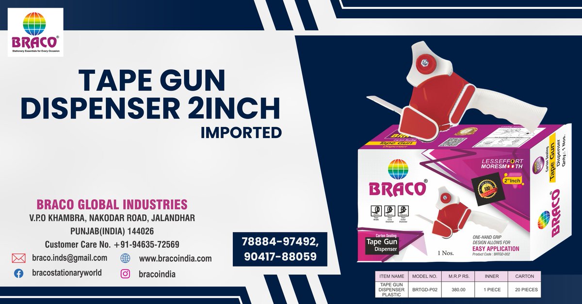Tape Gun Dispenser 2inch (Imported)
Ready In Stock
Contact via DM!
wa.me/message/CQGU3V…