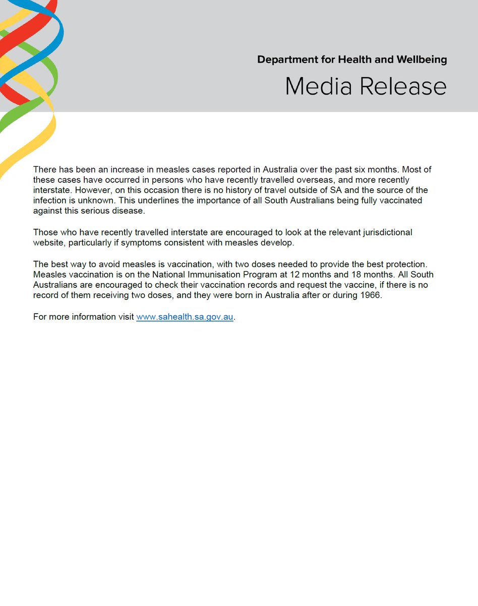 HEALTH ALERT: Measles case