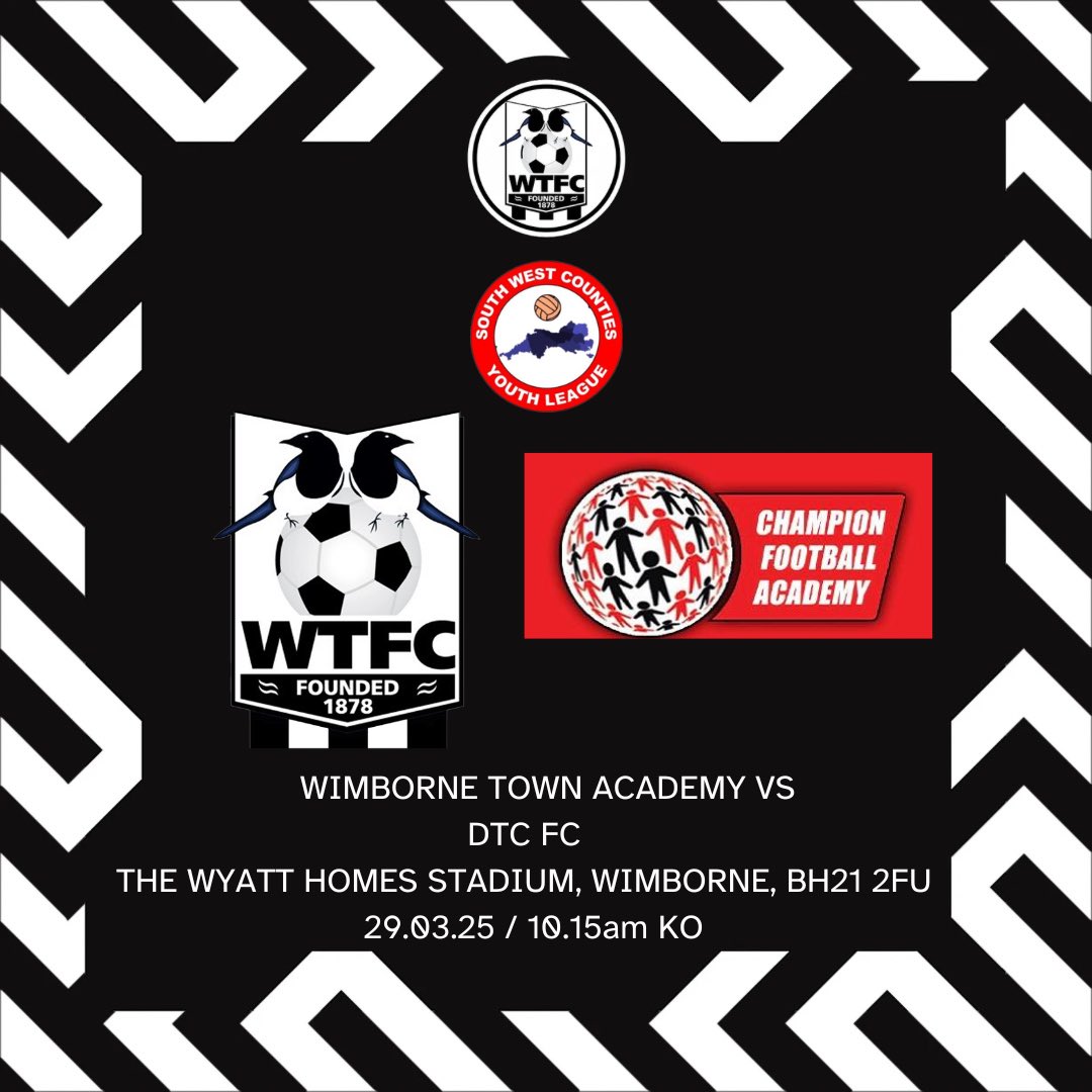 WTFC Academy (@wtfc_academy) on Twitter photo MATCH DAY:
Our Academy host <a href="/ChampionGoup/">Champion Sports</a> at home in the <a href="/SWCYouthLeague/">South West Counties Youth League (U18)</a>
🆚 DTC FC
⚽️ South West Counties
🏟️ The Wyatt Homes Stadium
📍 BH21 2FU
🗓️ 29.03.2025
⏰ 10.15am KO
#upthemagpies 🥧 MATCH DAY:
Our Academy host <a href="/ChampionGoup/">Champion Sports</a> at home in the <a href="/SWCYouthLeague/">South West Counties Youth League (U18)</a>
🆚 DTC FC
⚽️ South West Counties
🏟️ The Wyatt Homes Stadium
📍 BH21 2FU
🗓️ 29.03.2025
⏰ 10.15am KO
#upthemagpies 🥧