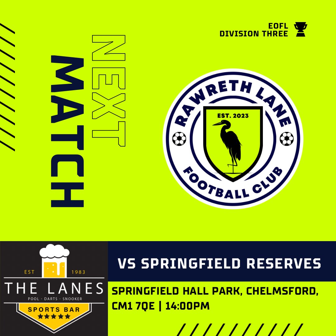 NEXT MATCH
The Lane travel to <a href="/SpringfieldF/">Springfield FC</a> Reserves today, looking to get back to winning ways after last week’s goalless draw at home.
#TheHerons #UpTheLane