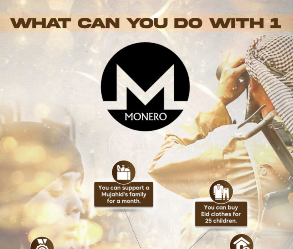 TracTerrorism's tweet photo. This al-#Azaim Media propaganda poster, published in English & Turkish, promotes the use of the privacy-focused #cryptocurrency @monero as a means of financing #IS activity. #ISIS
Read more: https://t.co/iKXtn9uVnk https://t.co/2RL2k9QmwR