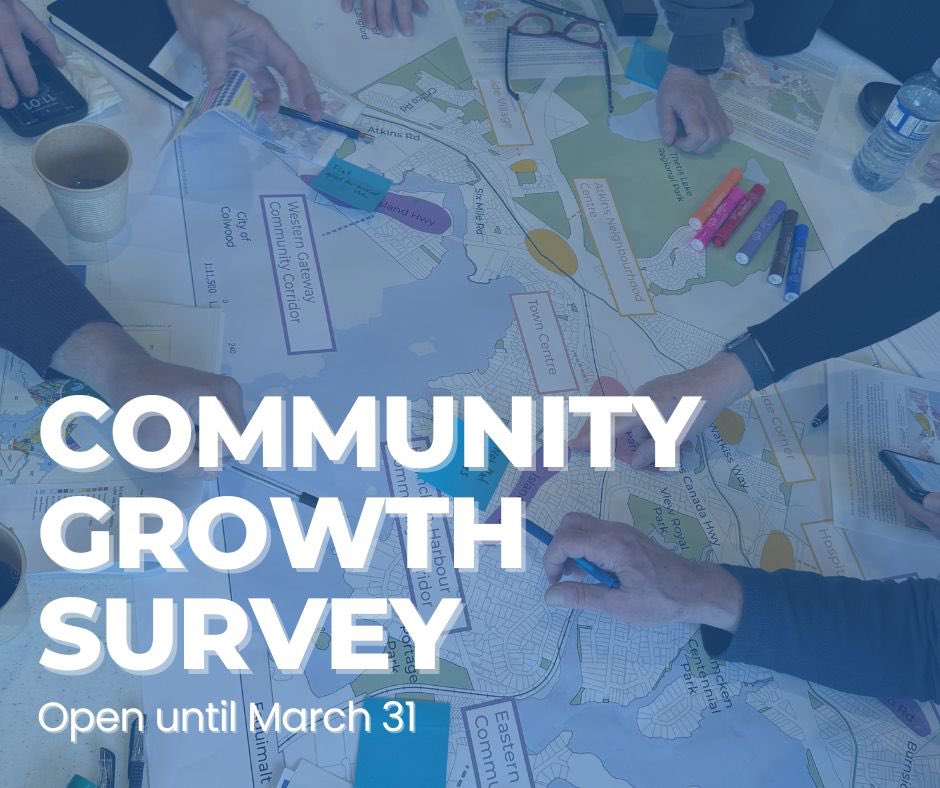 ViewRoyalBC's tweet image. Missed our View Royal 2050 open houses and workshops? It’s not too late to share your thoughts! Complete the Community Growth Survey by March 31 and help shape the future of View Royal.

Take the survey now: engage.viewroyal.ca/view-royal-2050