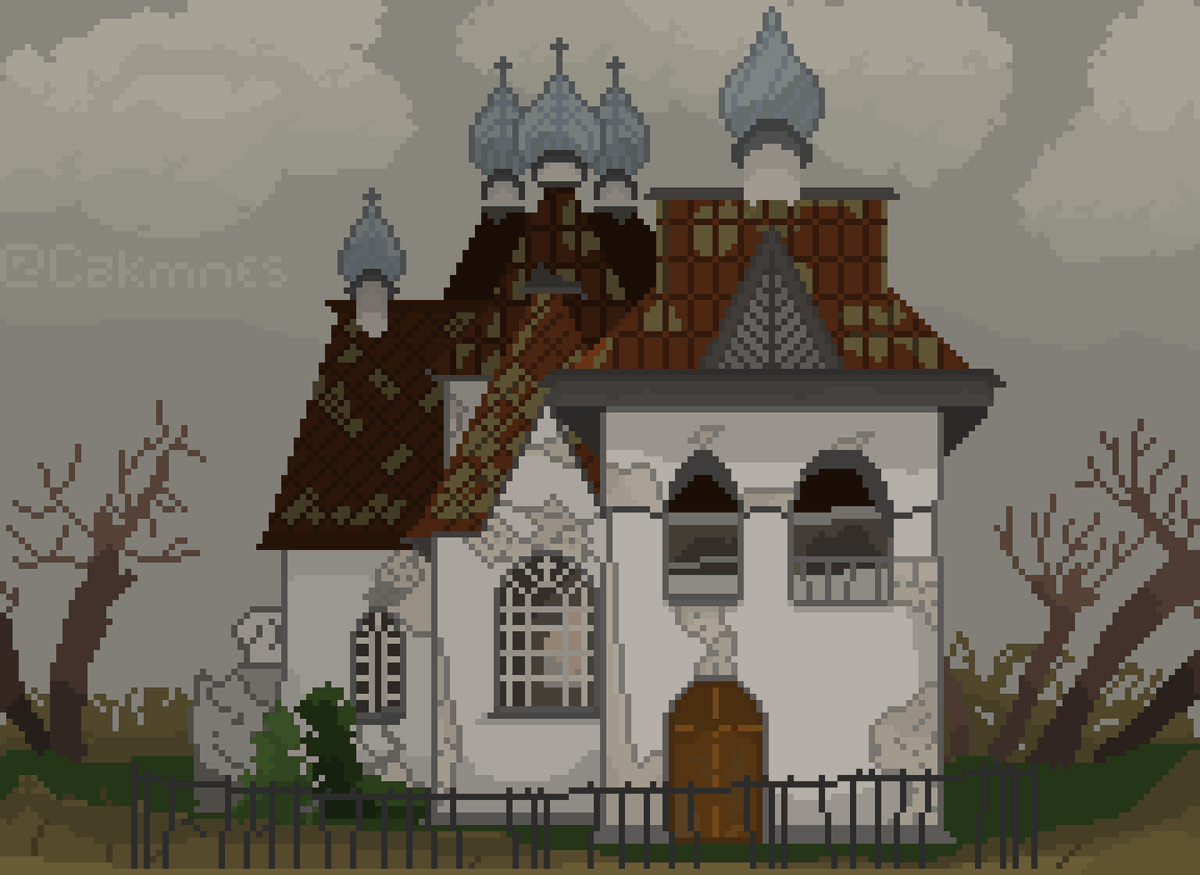 cakmnes's tweet photo. Abandoned Church. #pixelart https://t.co/bQOIUQrZn5