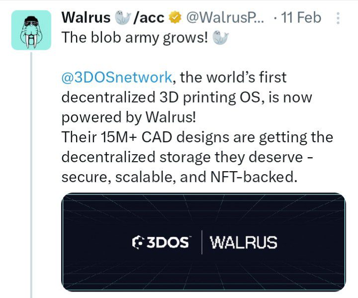 Airdrops on Sui is definitely not one to miss. $WAL cooked massively few days ago and here is 3DOS NETWORK, a project building on Sui chain, supported by SUI and powered by WALRUS.

I posted it few weeks ago. Ensure you are positioned.