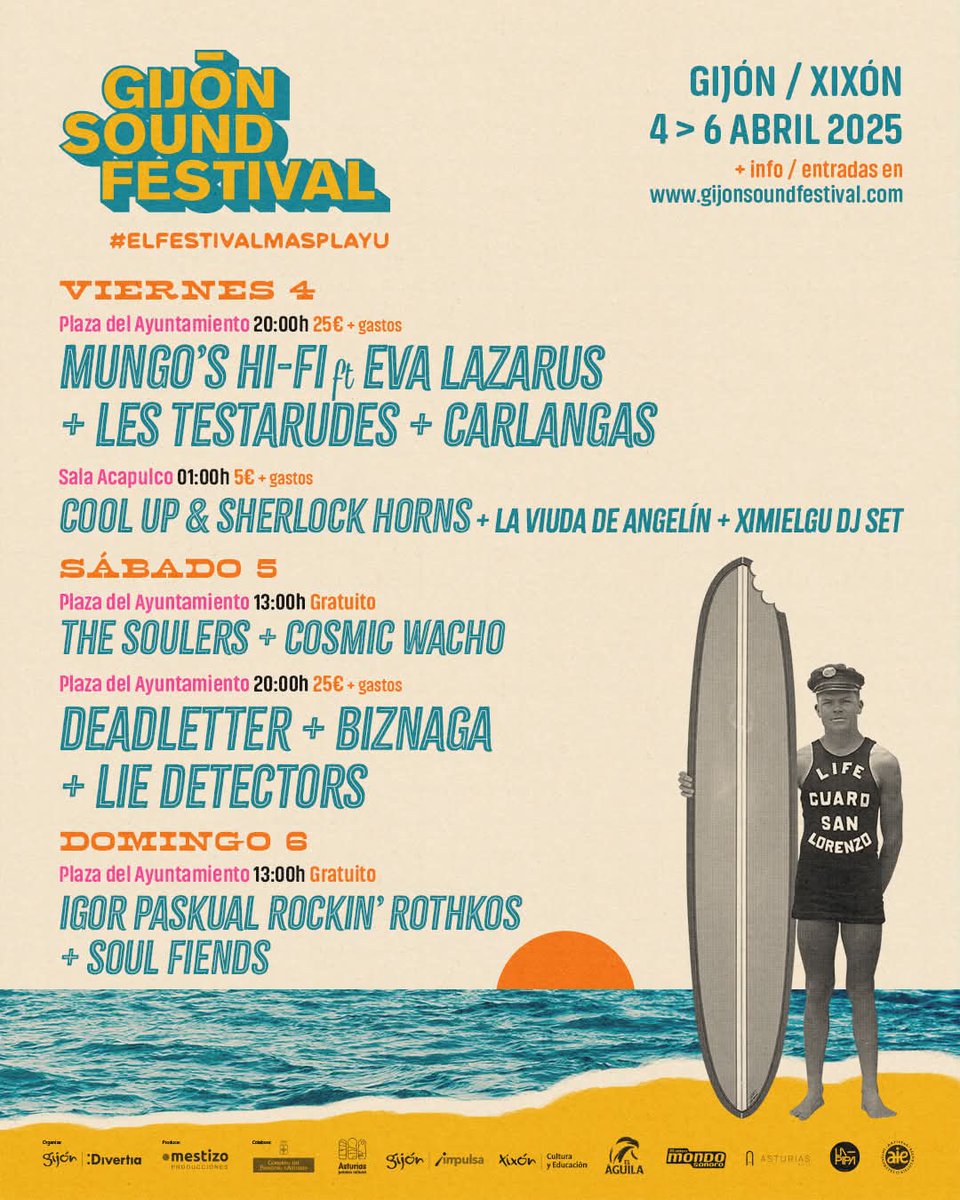 💥Dentro de una semana arranca el Gijón Sound Festival y allí estaremos el próximo sábado, 5 de abril, presentando nuestro nuevo disco sobre el escenario!! 
<a href="/GijonSoundFest/">Gijón Sound Festival</a>

Plaza Mayor de Gijón. 14:15h Entrada libre