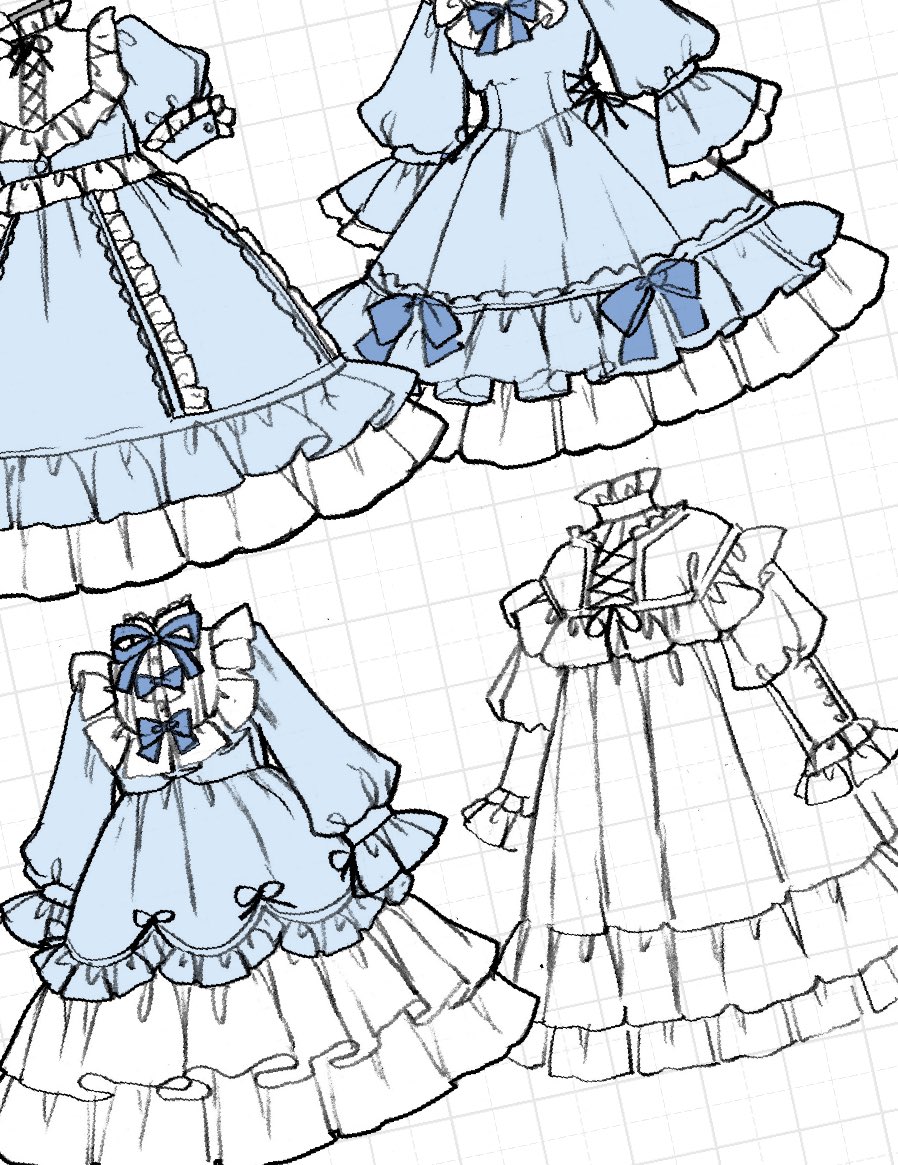 「今夜はお洋服アイデア投稿するねぜひ見に来てね〜 」|中山 初夏@お洋服とお絵描きのイラスト