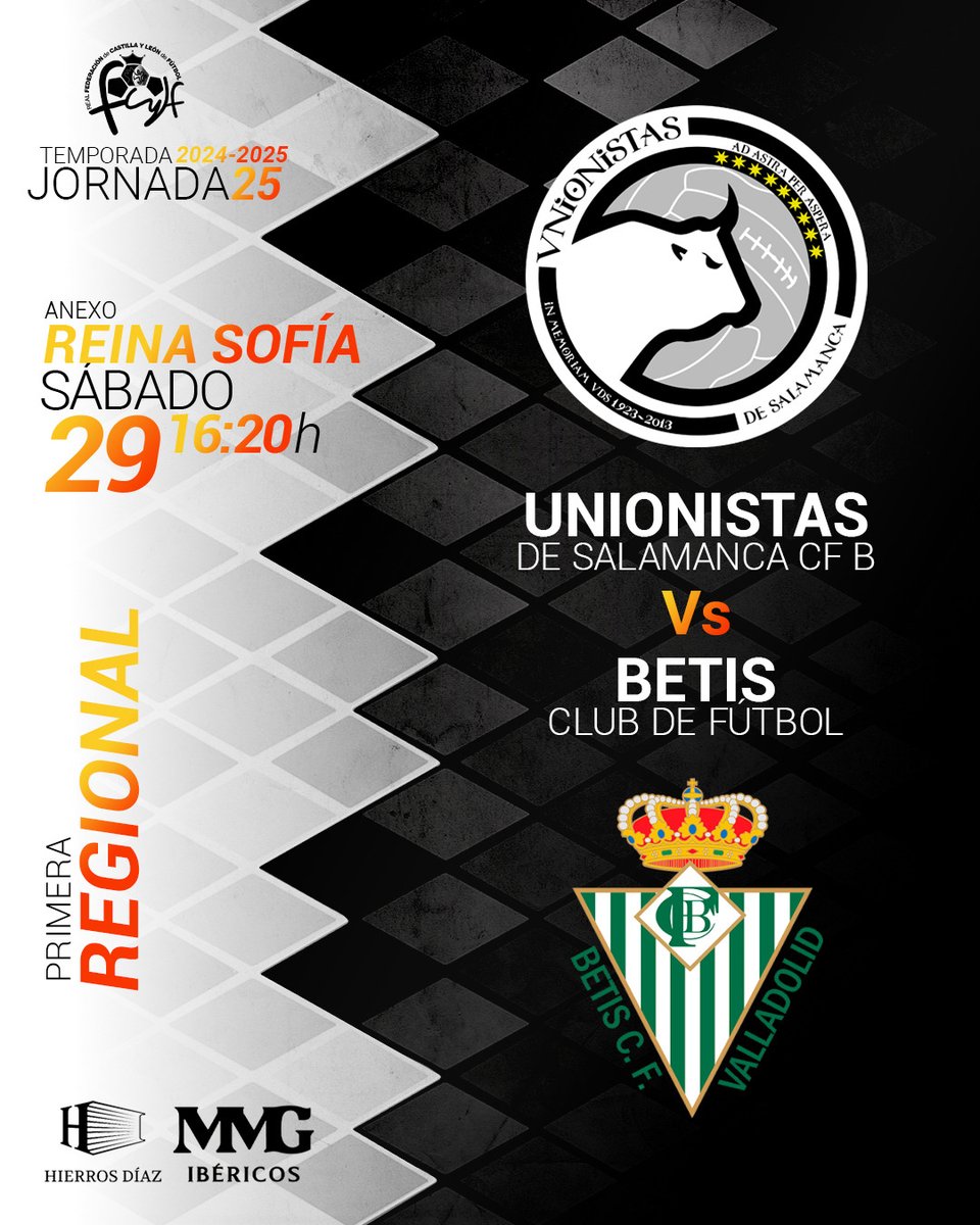 ⚽ ¡DÍA DE PARTIDO! ⚽ 

¡¡𝗘𝗦 𝗛𝗢𝗬, 𝗘𝗦 𝗛𝗢𝗬!!

👕 <a href="/UnionistasCF/">Unionistas de Salamanca CF</a> B
🆚 <a href="/betisvall/">BetisCFValladolid</a>
🕠 16:20 horas
🏟️ Anexo Reina Sofía 
💶 No Socios: 5€; Socios presentando carnet

Os esperamos a todos para llevar en volandas hacia la victoria a nuestros chicos.

#ConstruyendoUSCF🏗️