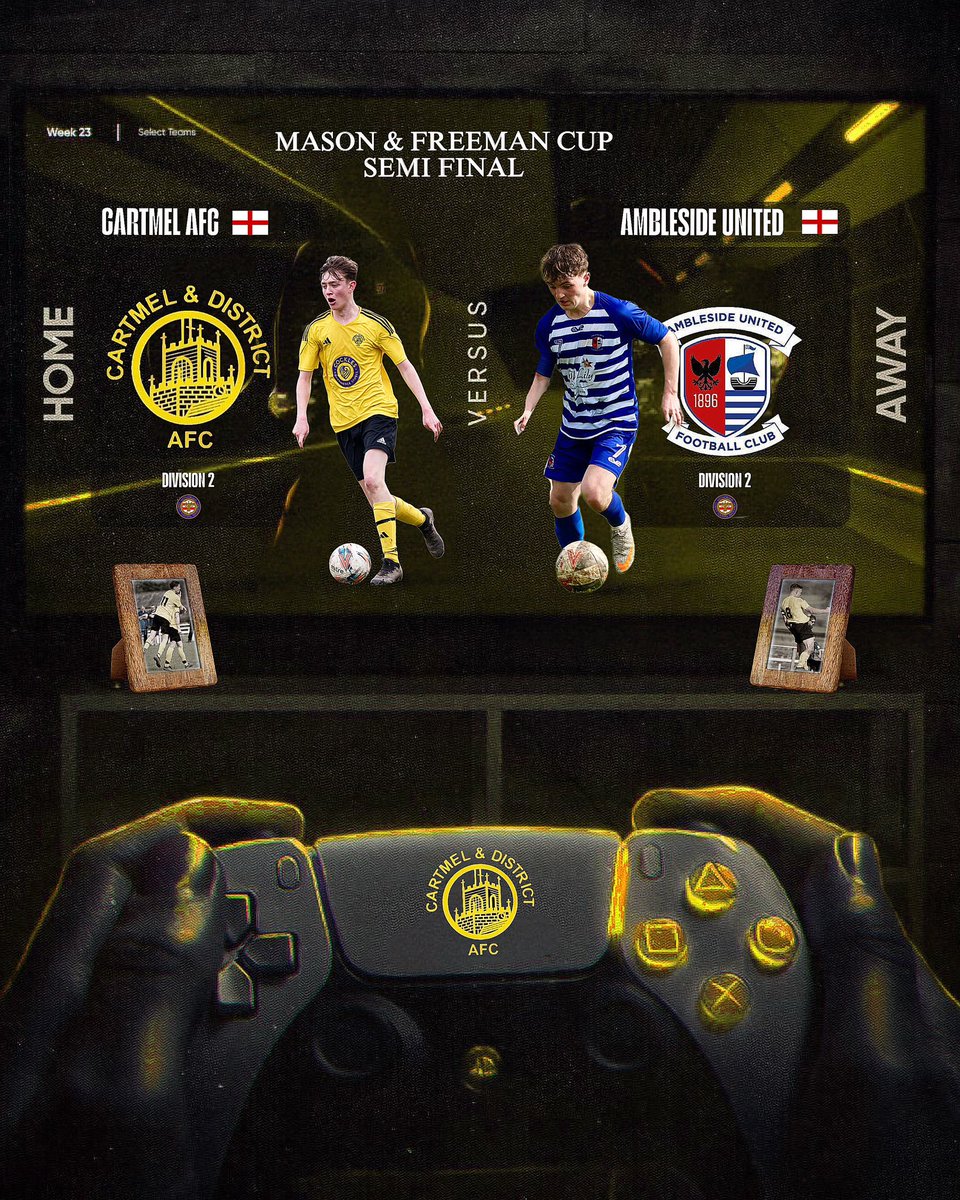 Cartmel AFC (C) (@cartmelafc) on Twitter photo ⚫🟡MATCHDAY🟡⚫
📅 SATURDAY 29th MARCH
FIRST TEAM
🆚 <a href="/AUFC1896/">AmblesideUnitedFC</a>
⏰ 2:30PM
🏟️ Lunefield Park
🏆 Mason & Freeman Semi Final ⚫🟡MATCHDAY🟡⚫
📅 SATURDAY 29th MARCH
FIRST TEAM
🆚 <a href="/AUFC1896/">AmblesideUnitedFC</a>
⏰ 2:30PM
🏟️ Lunefield Park
🏆 Mason & Freeman Semi Final