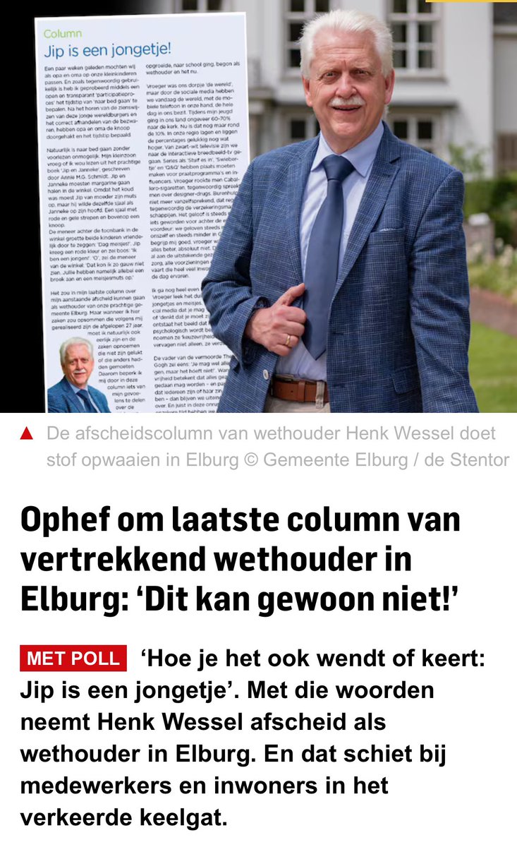 Boze ambtenaren omdat je als wethouder zegt: ‘Jip is een jongetje’. Ongelofelijk.

Nederland heeft een groot probleem met de saboterende macht van de (linkse) ambtenarij.

Alleen met bestuurders die hun poot stijf houden, gaan we dit probleem oplossen.