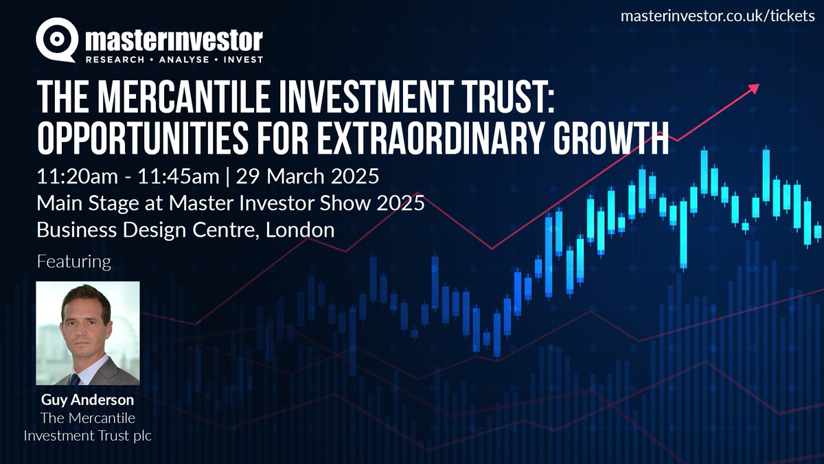 Master Investor (@masterinvestor) on Twitter photo The Main Stage will now be hosting <a href="/JPMorganAM/">J.P. Morgan Asset Management</a>'s Guy Anderson on "The Mercantile Investment Trust: opportunities for extraordinary growth". The Main Stage will now be hosting <a href="/JPMorganAM/">J.P. Morgan Asset Management</a>'s Guy Anderson on "The Mercantile Investment Trust: opportunities for extraordinary growth".