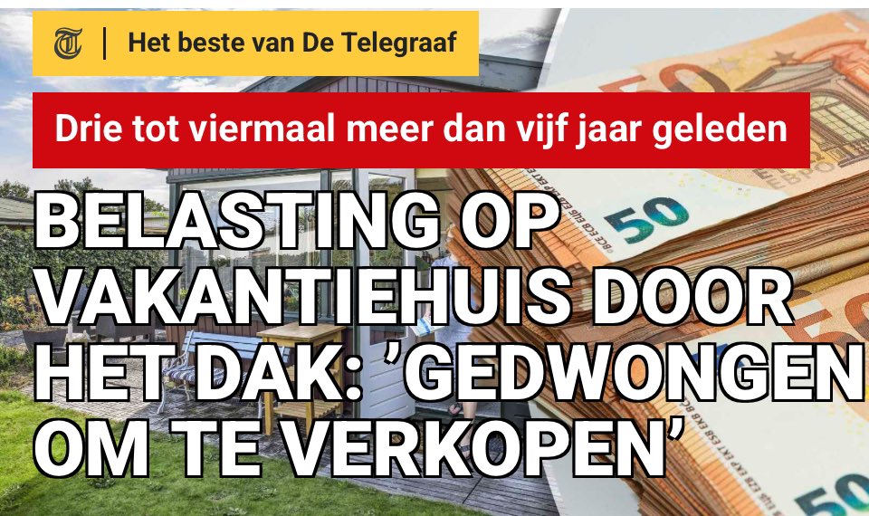 Wat is dit voor een land aan het worden. Erf- en schenkbelasting is al pure diefstal, nu wordt hard werken ook al bestraft en moeten mensen vanwege torenhoge belasting hun rustplekje verkopen. Ongelooflijk!