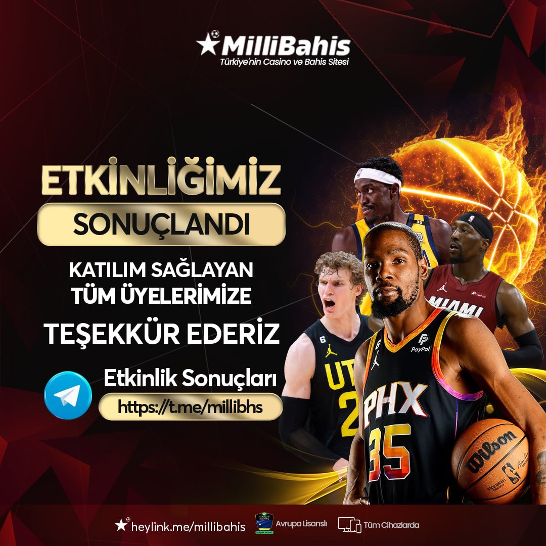 🎰MİLLİBASKET FREESPIN ETKİNLİĞİ SONUÇLANDI ! 

💵Çekim Şartı : 750 Yap 250 Çek

🎁 Çekiliş Ödülü : 100-150-200 FREESPIN

 🙏Katılım Gösteren Tüm Üyelerimize Teşekkür Ederiz 🙏

 🔗onlinecekilisyap.net/cekilis/34762