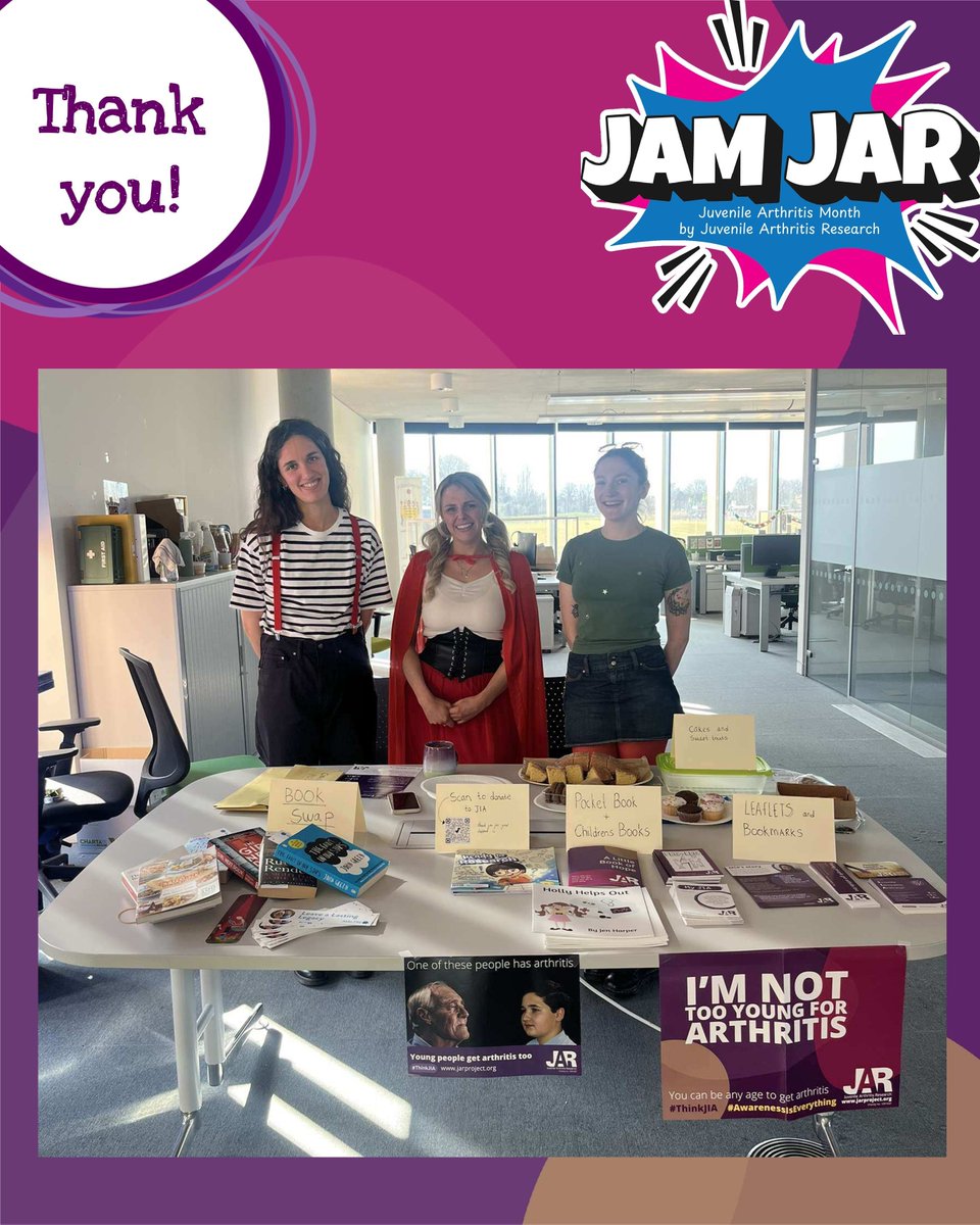 JAR Project (now on B___sky) (@jarproject) on Twitter photo We'd like to say a big thank you to Maria and the Experimental Arthritis Treatment Centre for Children (<a href="/EATC4Children/">EATC for Children</a>) for their fantastic fundraising earlier this month raising a fabulous £55.
Well done to all involved and thank you so much for all your support!
#ThinkJIA We'd like to say a big thank you to Maria and the Experimental Arthritis Treatment Centre for Children (<a href="/EATC4Children/">EATC for Children</a>) for their fantastic fundraising earlier this month raising a fabulous £55.
Well done to all involved and thank you so much for all your support!
#ThinkJIA