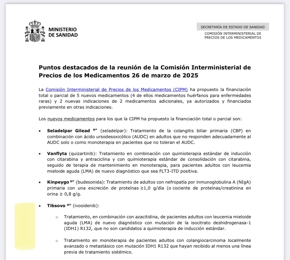 Angela Lamarca (@drangelalamarca) on Twitter photo 🚨📰🚨
Fantásticas noticias 😊
#ivosidenib financiado en España para pacientes diagnosticados de #colangiocarcinoma con mutación de IDH1
Por fin!! 🥳🥳🥳🥳🥳🥳
<a href="/atuvibi/">Asociación de Tumores de Vías Biliares</a> <a href="/enscca/">ENSCCA_2020</a> <a href="/GrupoTTD/">Grupo Español de Tratamiento de Tumores Digestivos</a> <a href="/_SEOM/">SEOM</a> 🚨📰🚨
Fantásticas noticias 😊
#ivosidenib financiado en España para pacientes diagnosticados de #colangiocarcinoma con mutación de IDH1
Por fin!! 🥳🥳🥳🥳🥳🥳
<a href="/atuvibi/">Asociación de Tumores de Vías Biliares</a> <a href="/enscca/">ENSCCA_2020</a> <a href="/GrupoTTD/">Grupo Español de Tratamiento de Tumores Digestivos</a> <a href="/_SEOM/">SEOM</a>