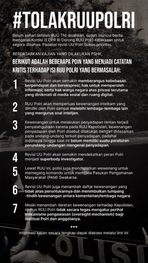 kiwkiw12rt's tweet photo. @P0VISM INDONESIA GELAP
#CabutUUTNI  #TolakRUUPolri https://t.co/ASzvpcB1JZ