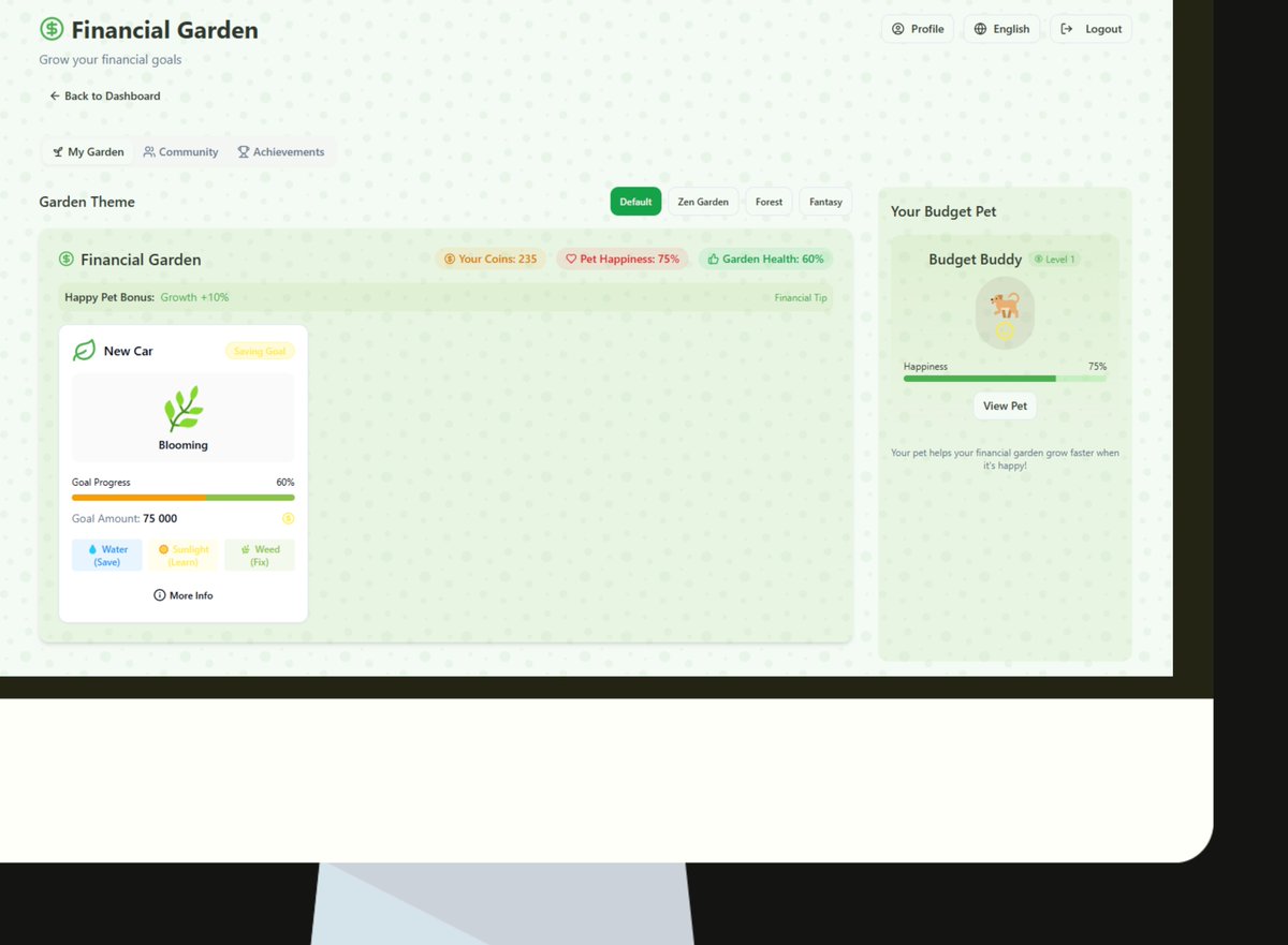 areasontofeel's tweet photo. Plant your goals and login daily to keep your Budget Buddy a.k.a pet happy so that he knows your keeping your promises and making sure his garden is a beautiful place to stay in and play in. #lovableapp #AiApp #BudgetBuddy https://t.co/FsbqTZHdnC