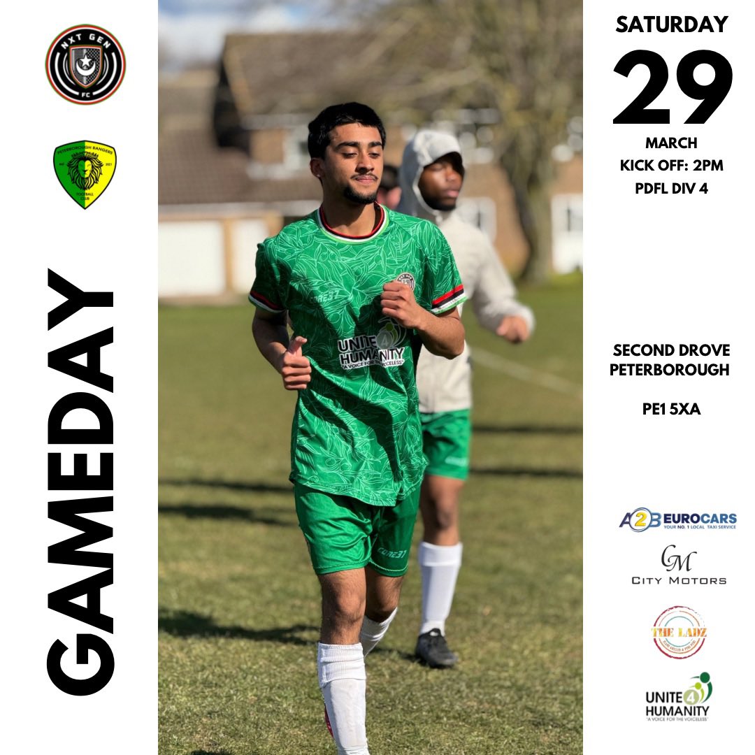 ⚫️MATCHDAY ⚫️

🏆 PDFL
⚽️ Peterborough Rangers
⏰ 14:00
🗓 29.03.25
📍 SECOND DROVE, PETERBOROUGH, PE1 5XA