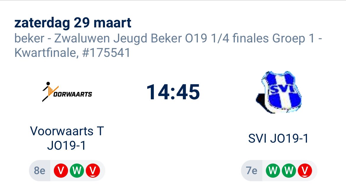 Vandaag spelen we voor de 3e keer dit seizoen tegen SVI.. na 2x te hebben verloren gaan we vandaag proberen een ronde verder te komen in de beker!🏆