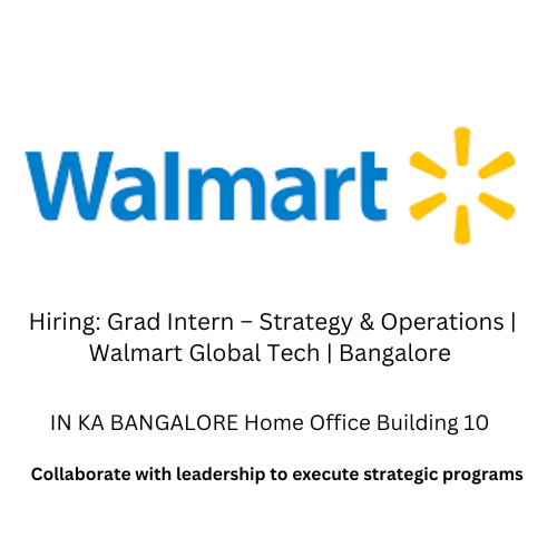 CodeRoom_74's tweet image. 🚀 Hiring: Grad Intern – Strategy &amp;amp; Operations | Walmart Global Tech | Bangalore

📌 Location: Bangalore, India
📌 Apply now: 
💬 Join our Telegram group for job updates: t.me/coderoom_74

#Hiring #WalmartGlobalTech #StrategyAndOperations #Internship #BangaloreJobs