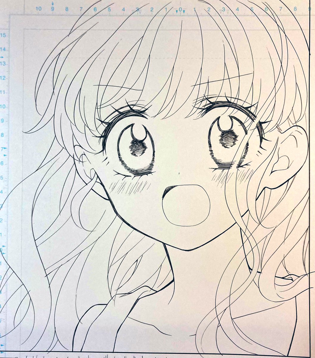 髪の毛の線足し🖋
ビフォ←  →アフ

#ペン入れ
#アナログ 