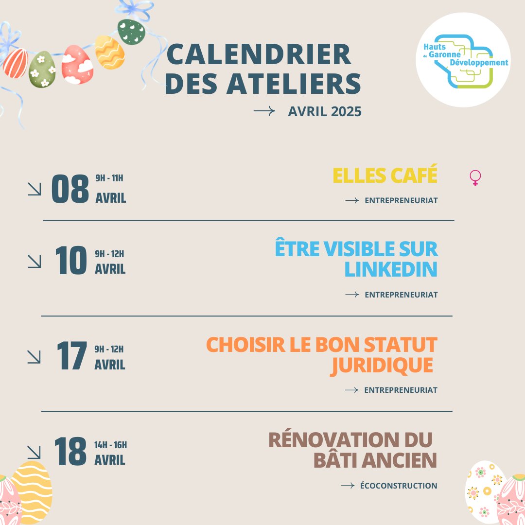 hdgdev's tweet image. 𝗛𝗲𝗹𝗹𝗼 𝐀𝐩𝐫𝐢𝐥 ! 🐣

Retrouvez toutes nos activités du mois juste ici !

👉Pour vous inscrire, rendez-vous sur : hdgdev.com

#entrepreneuriat #entreprendre #évènement #écoconstruction