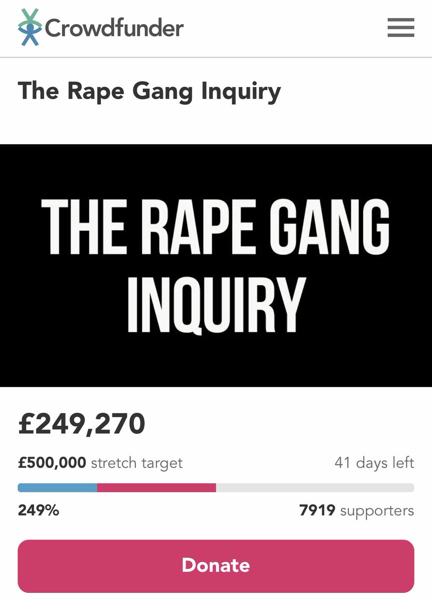 A quarter of a million has so far been raised in less than 24 hours by MP Rupert Lowe.

crowdfunder.co.uk/p/the-rape-gan…