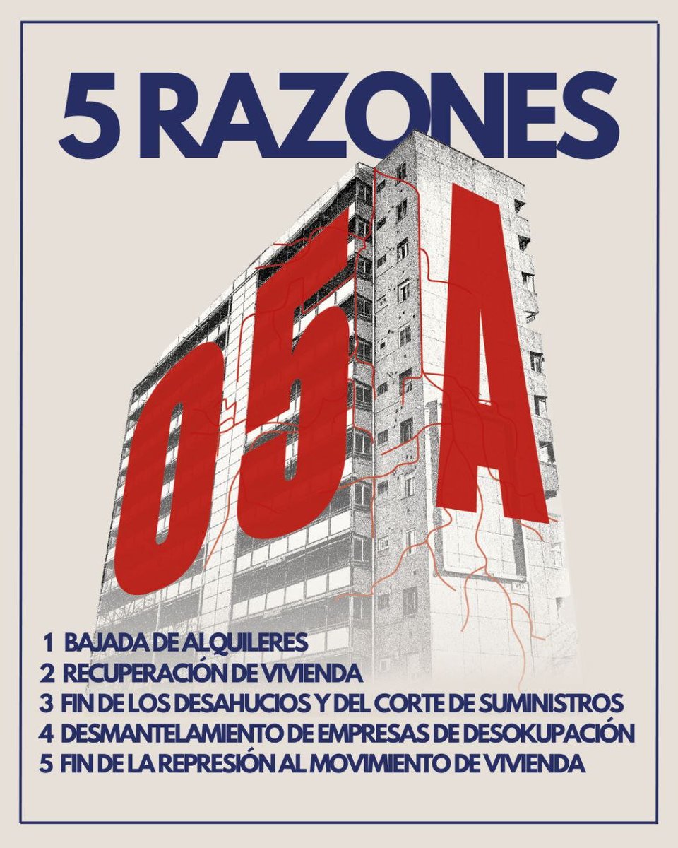 SVCarabanchel's tweet photo. 🚨A una semana del 5A, te contamos nuestras cinco buenas razones para acudir a la manifestación y organizarte en el Movimiento de Vivienda. 

Súmate para acabar juntas con el negocio de la vivienda👇 https://t.co/YAUew5YD2B