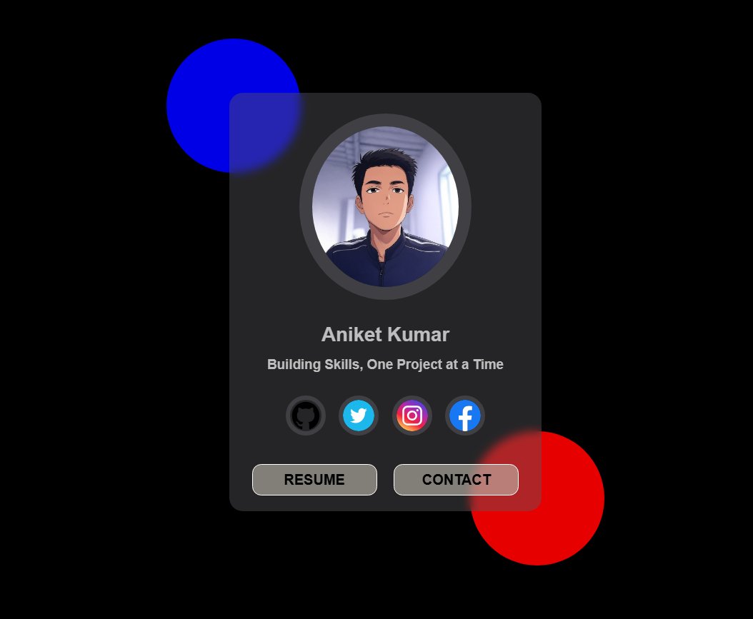 lazyaniket011's tweet image. Just built a Profile Card UI with HTML & CSS!  
> Dark theme with a modern look  
> Social media icons & Call-to-action   buttons with hover effects ✨   
> Subtle glowing effects for interactivity  
 What do you think?  
#WebDevelopment #Frontend #CSSDesign #100DaysOfCode