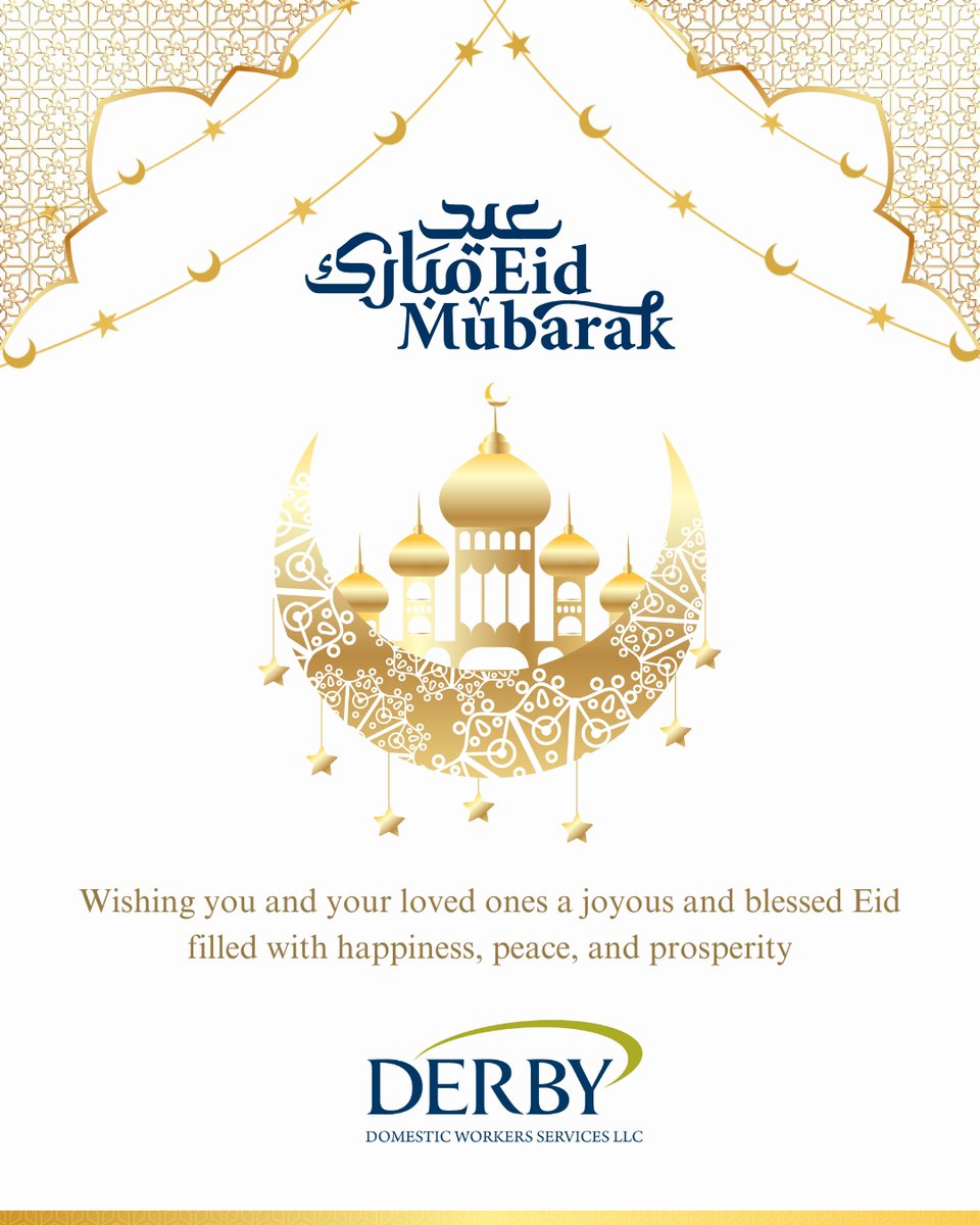 DerbyVisaCenter's tweet photo. Eid Mubarak🌙

Wishing you and your loved ones a joyous and blessed Eid filled with happiness, peace, and prosperity. May this festive season bring you closer to your dreams and surround you with love and laughter

Eid Mubarak from all of us at Derby Domestic Worker Services https://t.co/AO4iE1vr1h