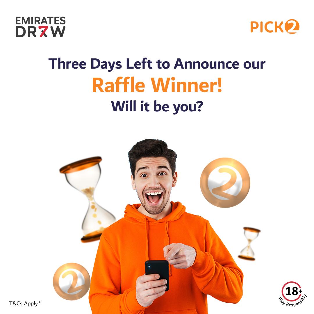 emiratesdraw's tweet image. You could be our next #PICK2 Raffle Winner! 🕒 

Buy your #EDPICK2 tickets now from emiratesdraw.com.

#EmiratesDraw #ForABetterTomorrow #Global