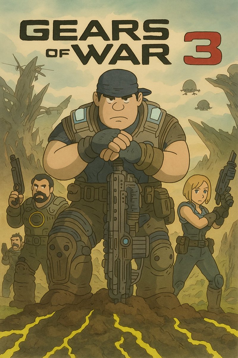 Gears of War Game Covers in Ghibli Style. #gearsofwar #gearsofwar2 #gearsofwar3
#gearsofwar4 #gearsofwarjudgement #gears5 #xbox #chatgpt #imagegeneration #ai #art #technology #ghibli #ghiblistyle