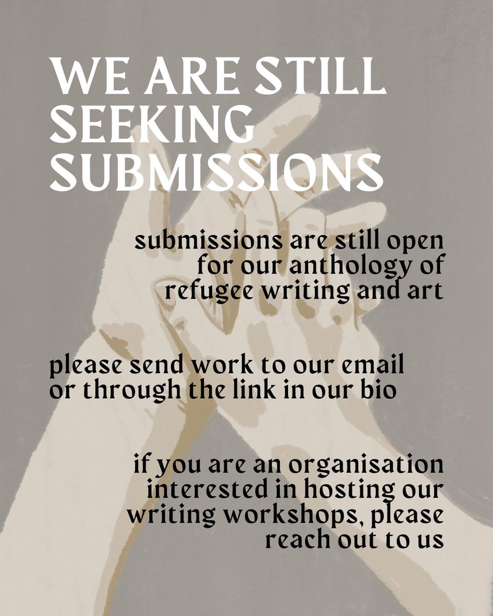 SINK Magazine ๐บ๐ฆ ๐ต๐ธ (@sink_magazine) on Twitter photo a little note to say that submissions are still open for our anthology of refugee writing and art! please get in touch with us if you are eligible or know anyone who might be eligible at editors@sinkmagazine.co.uk a little note to say that submissions are still open for our anthology of refugee writing and art! please get in touch with us if you are eligible or know anyone who might be eligible at editors@sinkmagazine.co.uk