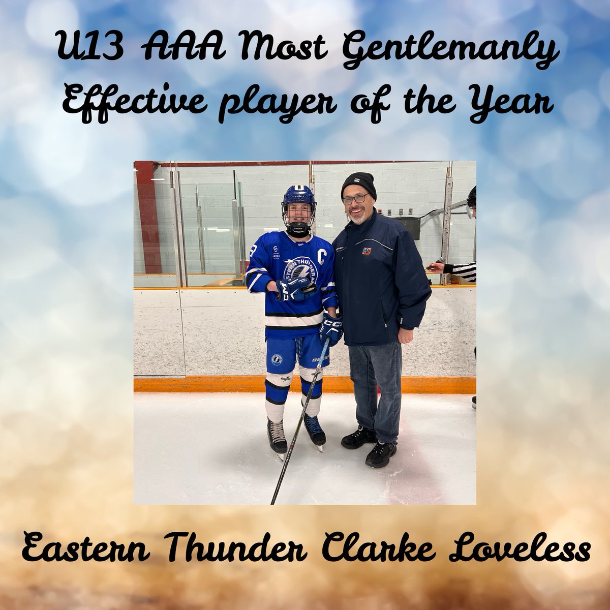 hockeynl1935's tweet photo. π Congratulations to Clarke Loveless for being named Most Gentlemanly Effective Player of the Year in the U13 AAA League! ππ
Award presented by Robert Bouzane, League Administrator.
A true example of skill and sportsmanship! π₯ #U13AAA #GentlemanlyEffective #HockeyExcellence https://t.co/ZvW12bhNa4