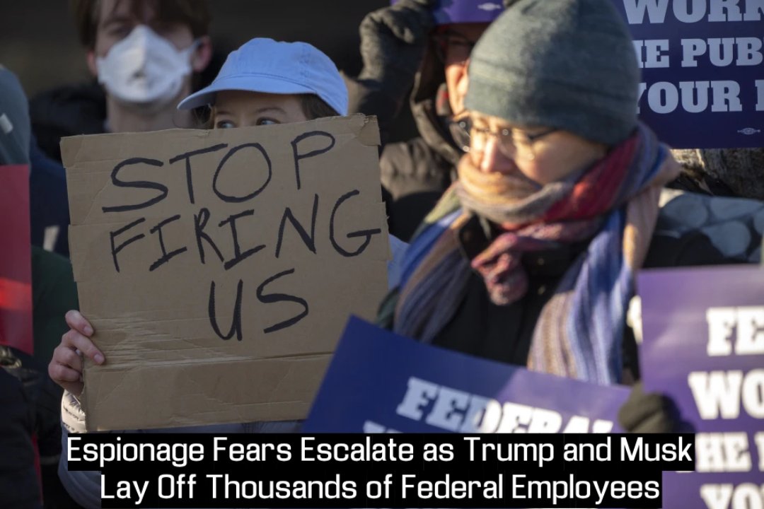 ImageinThis's tweet image. Mass layoffs of federal employees under Trump and Musk raise national security concerns, experts warn of espionage risks (Photo: AP Photo/Mark Schiefelbein, File) #NationalSecurity #FederalLayoffs #EspionageRisks apnews.com/article/trump-…