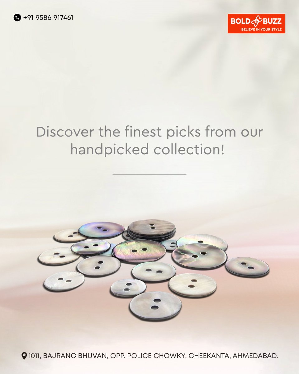 boldandbuzz's tweet image. Our premium #ShellButtons from Bold &amp;amp; Buzz are designed for the #ModernMan who values elegance and durability. 

Call us - +91 9586917461
Location - #BoldAndBuzz, 1011 Bhajarang Bhuwan, Opp. Police Chowky, Gheekanta, #Ahmedabad

#MensButtons #Buttons #MensJewellery #StylishMen