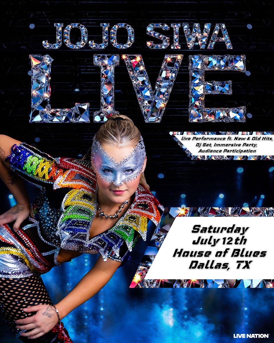 ON SALE NOW 💎⚡️🌈 🎀 See the iconic <a href="/itsjojosiwa/">JoJo Siwa</a> LIVE at House of Blues Dallas on Saturday, July 12th! 🎫 Get tix now at livemu.sc/3DHsATW