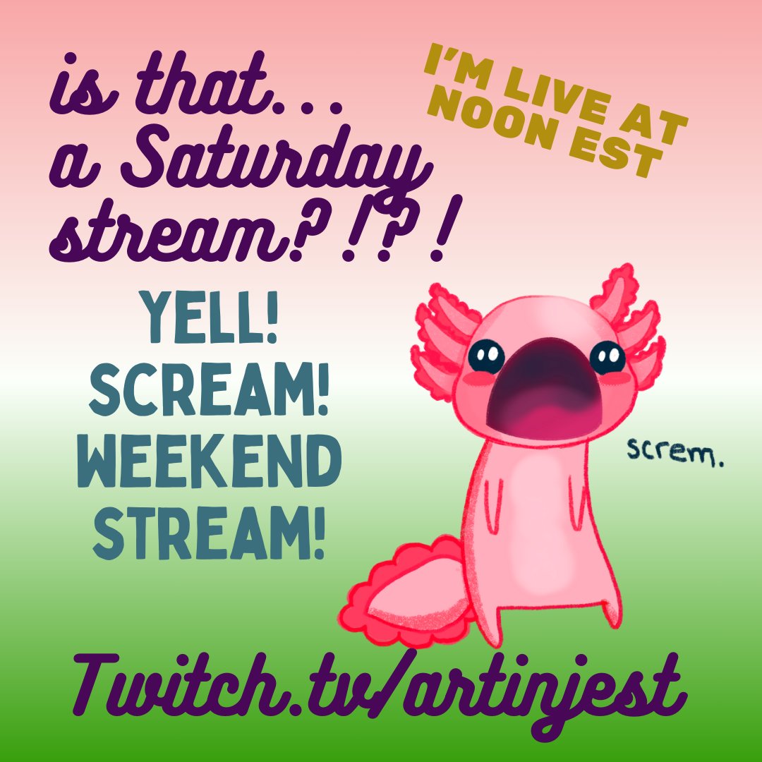 artinjest's tweet image. I DON&apos;T KNOW WHAT DAY IT IS EITHER LISTEN WE JUST NEED TO GET THROUGH MARCH OKAY EVERYONE BE GOOD. #saturdaystream #whatishappening #whatistime #liveontwitch