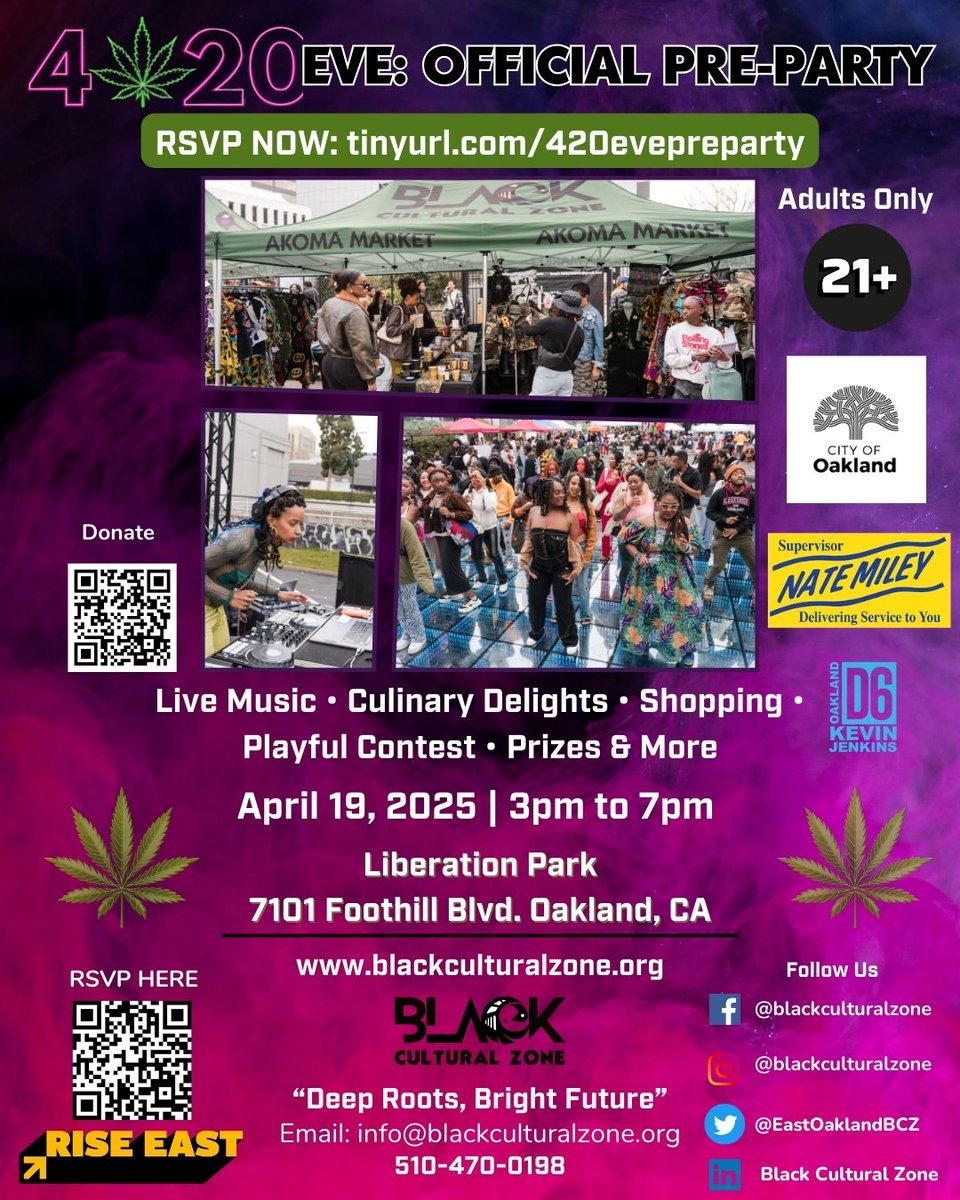 🌿 Get ready to vibe! Join us on April 19, 2025, for the Official 420 Eve Pre-Roll Party! 🎶 Food, music, shopping &amp; community await! Don't miss out! 💚 RSVP now: tinyurl.com/420evepreparty 🌟 #420Eve #CannabisCulture