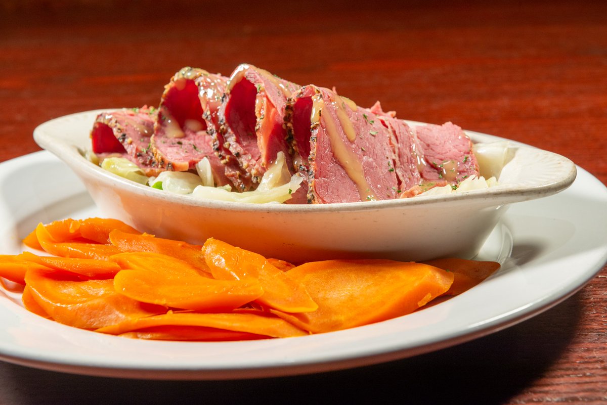 One of our menu's most popular items is Corned Beef &amp; Cabbage — Sliced corn beef served with cabbage and sweet carrots..

Come in and try it this week!