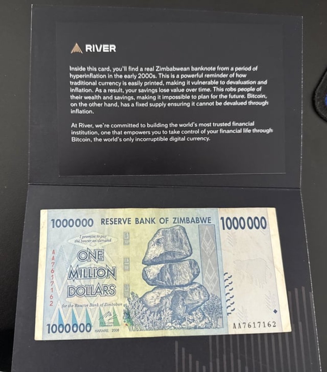 River sends early-2000s Zimbabwe banknotes to clients. 🇿🇼